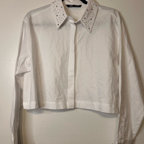 Zara Tops - Zara Ivory Button-Up Blouse